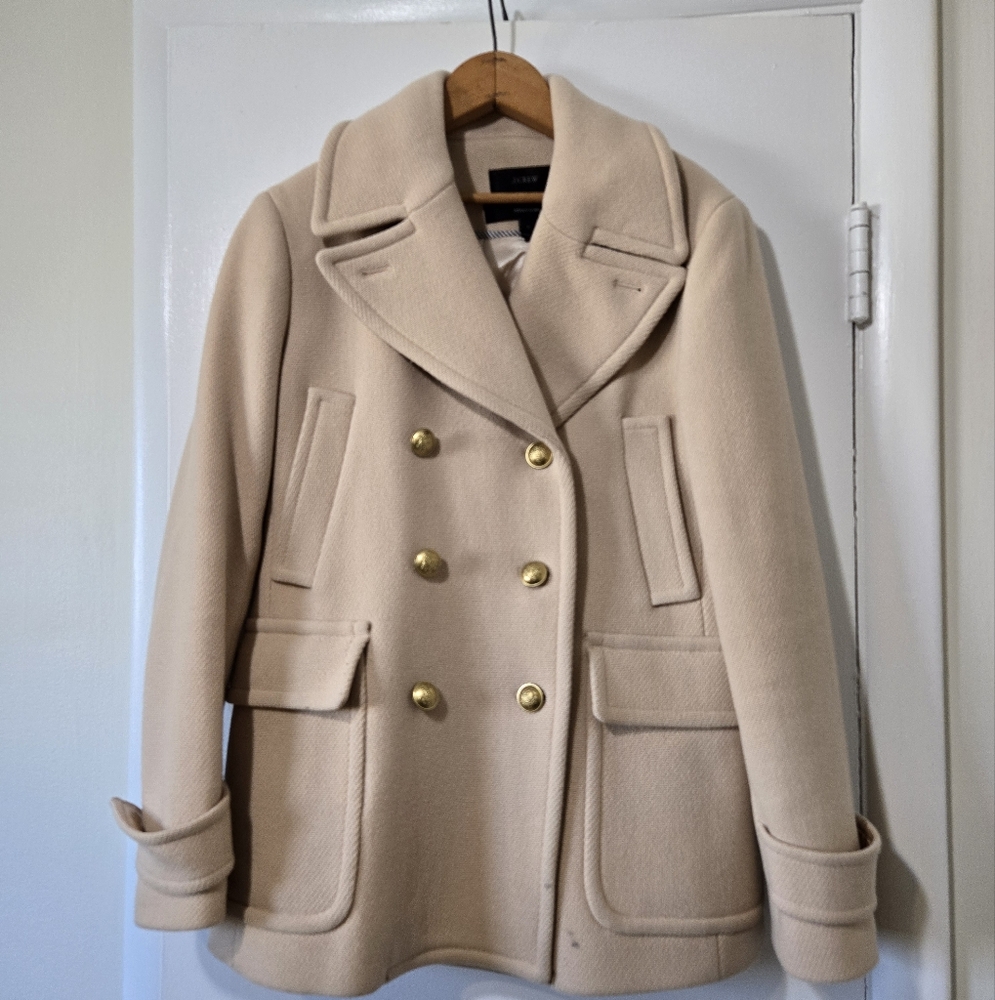 Cream Double Breasted Peacoat in Classic Style - Picture 1 of 6